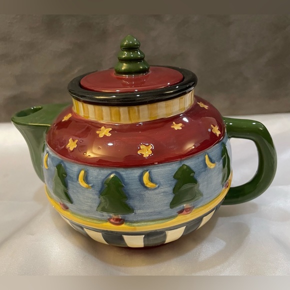 Tea Pot Hand-Painted Vintage Tree Moon Stars Debbie Mumm Teapot - Picture 1 of 8
